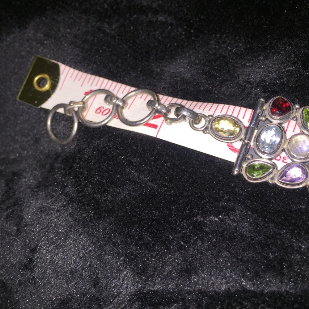 Multi Gemstone Sterling Silver Toggle Bracelet - image 8